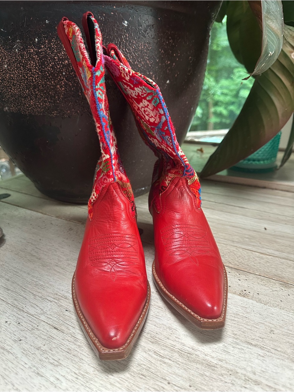 Red Women’s Embroidered Western Boots